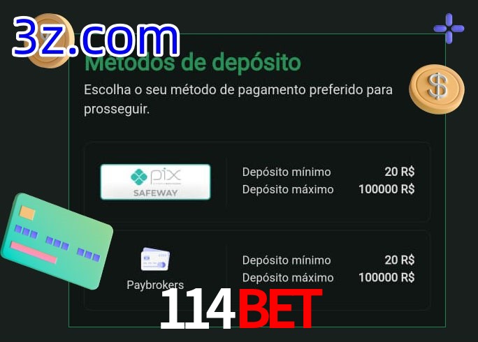 O cassino 114Bet oferece uma grande variedade de métodos de pagamento